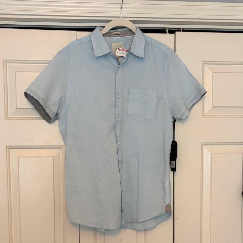 Tavik Light Blue Short-Sleeve Casual Button-Down Shirt